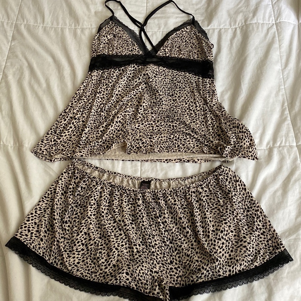 VS cheetah silk pj set!!